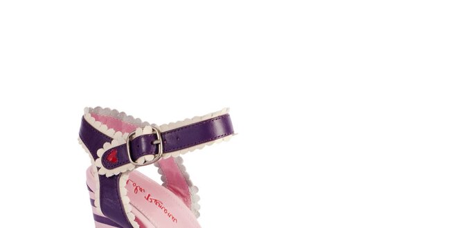 Dámske fialovo-ružové sandálky Lola Ramona s červenými detailami