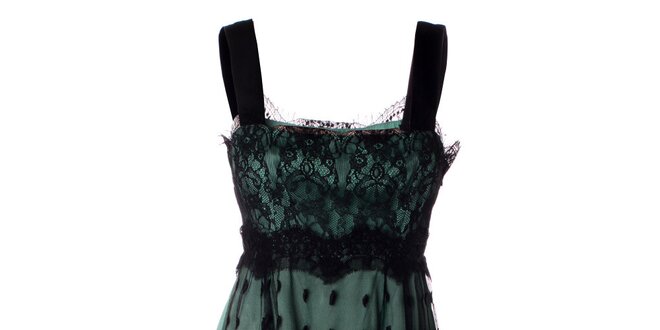 Dámske čierno-zelené čipkované šaty Twin - Set