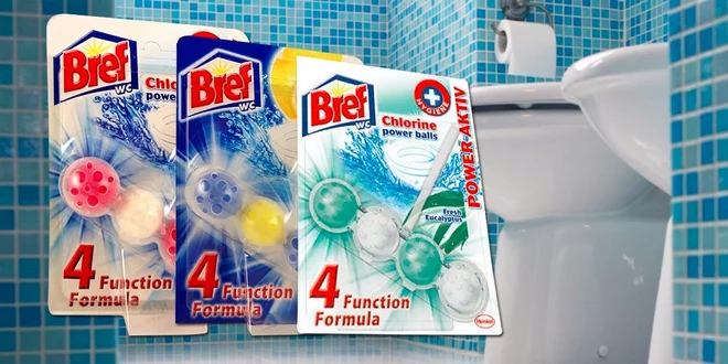 Hygienický osviežovač do WC misy BREF 5 ks alebo10 ks