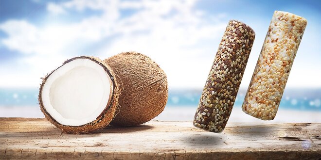 Kokosové bezlepkové tyčinky so sezamom a slnečnicou alebo s kakaom