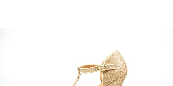 Dámske zlaté sandálky La Strada s kovovými hrotmi