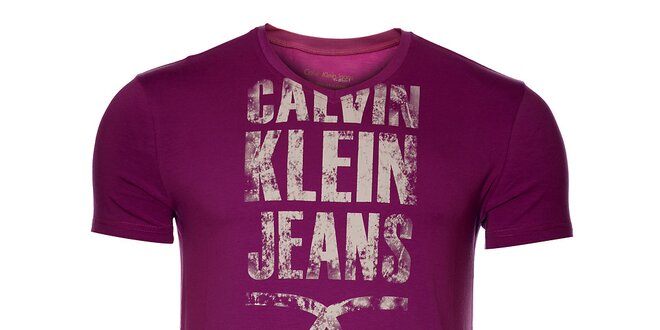 Pánske fialové tričko Calvin Klein s potlačou