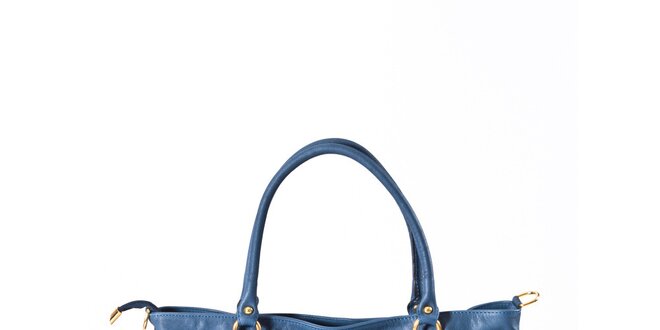 Dámska modrá kožená kabelka Luisa Vannini