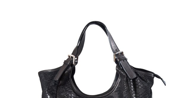 Dámska čierna kabelka s hadím vzorom Luisa Vannini