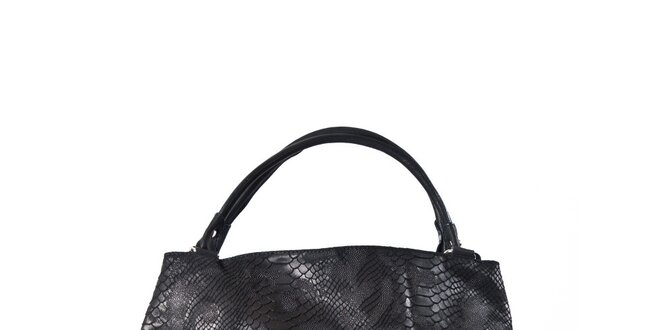Dámska čierna kožená kabelka s hadím vzorom Luisa Vannini