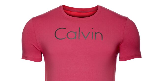 Pánske ružové tričko Calvin Klein s potlačou