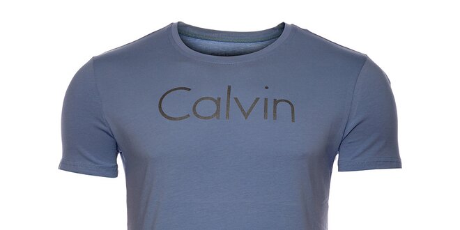 Pánske svetlo modré tričko Calvin Klein s potlačou