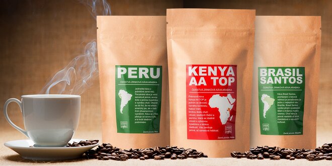 Sety čerstvo pražených káv z celého sveta