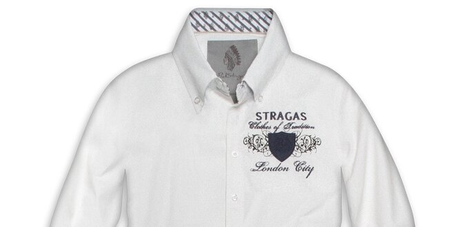 Pánska biela košeľa s prúžkovanými vnútornými lemami Paul Stragas