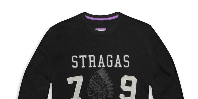 Pánske čierne tričko s dlhým rukávom a indiánom Paul Stragas