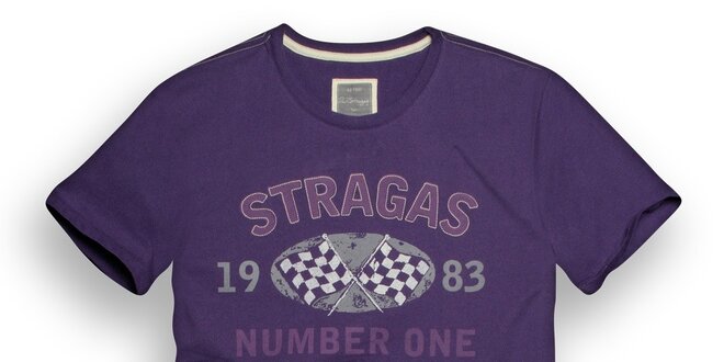 Pánske fialové tričko s potlačou Paul Stragas