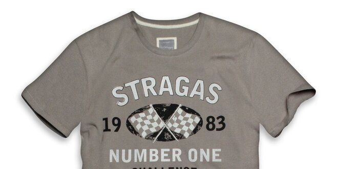Pánske béžovo-šedé tričko s potlačou Paul Stragas