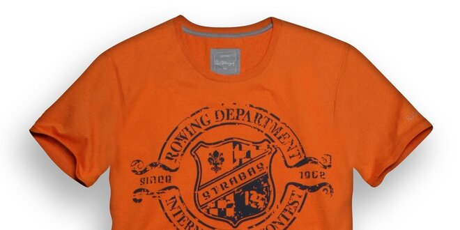 Pánske oranžové tričko s vesliarskou potlačou Paul Stragas