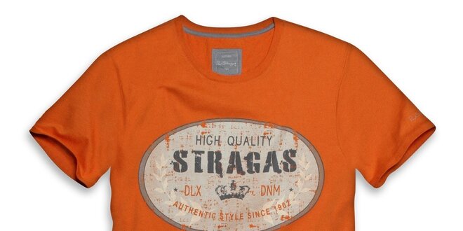 Pánske oranžové tričko s oválnou potlačou Paul Stragas