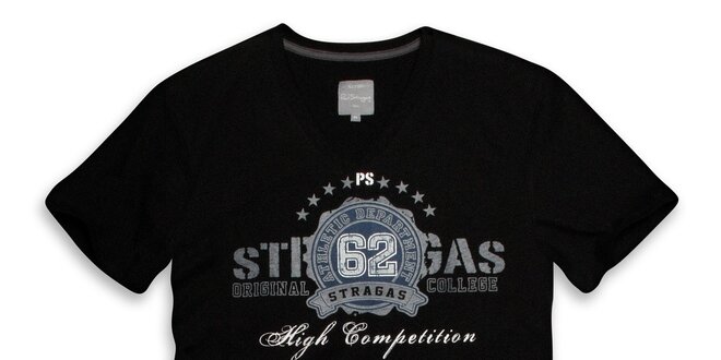 Pánske čierne tričko s potlačou Paul Stragas