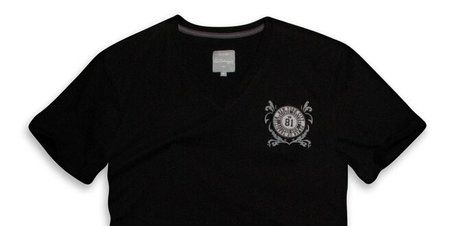 Pánske čierne tričko s guľatým logom Paul Stragas