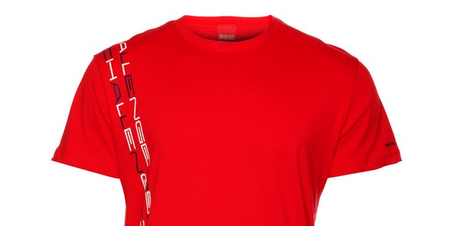 Pánske červené tričko so zvislou potlačou Sam 73