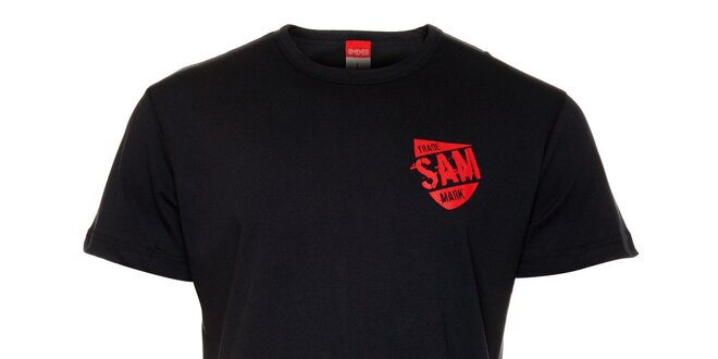 Pánske čierne tričko s červenou potlačou Sam 73