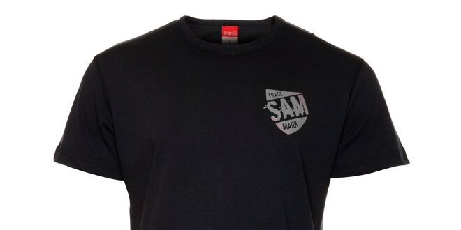 Pánske čierne tričko s šedou potlačou Sam 73