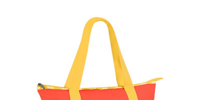 Dámska oranžová taška so žltými pruhmi LeSportsac