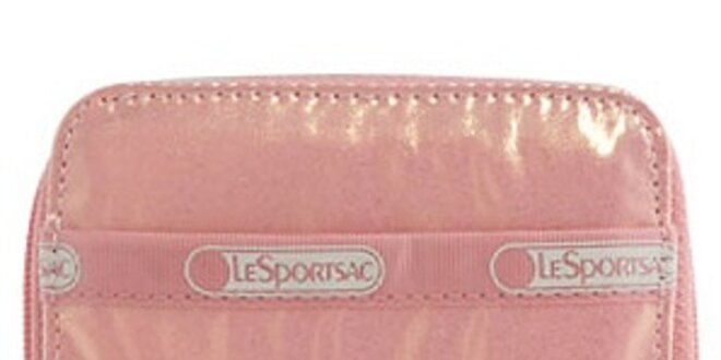 Dámska lesklá ružová peňaženka LeSportsac s trblietkami