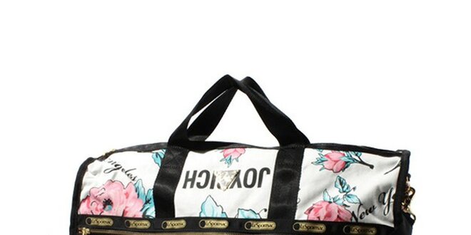 Dámska krémová cestovná taška s kvetmi LeSportsac