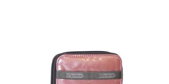 Dámska lakovaná ružová peňaženka LeSportsac s trblietkami