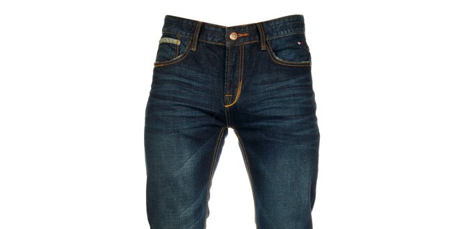 Pánske tmavo modré džínsy s výraznými vreckami  Exe