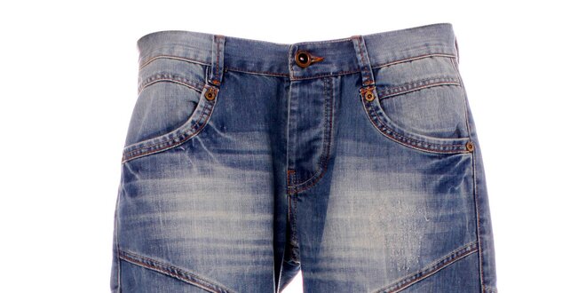 Pánske modré džínsové kraťasy Exe