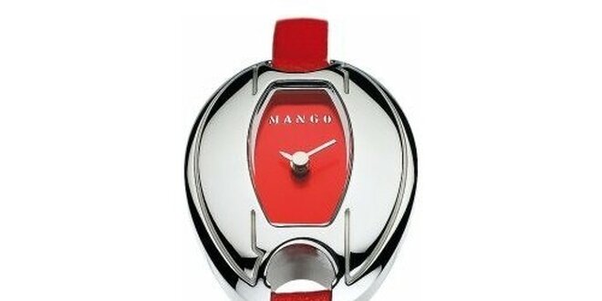 Dámske hodinky Mango s červeným koženým remienkom aj ciferníkom