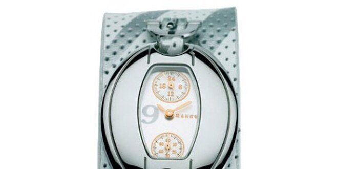 Dámske hodinky Mango s bielym 24hodinovým ciferníkom a bielym koženým remienkom
