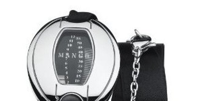 Dámske hodinky Mango s čiernym ciferníkom a čiernym textilným remienkom
