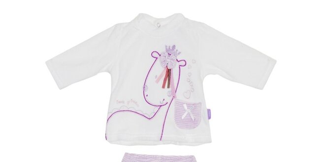 Detský fialovo-biely set nohavíc a trička Yatsi