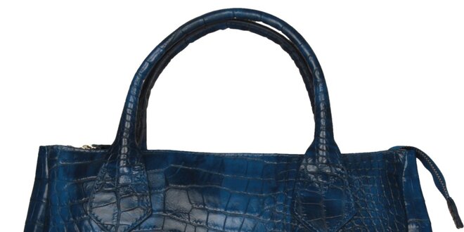 Dámska modrá žíhaná kabelka Made in Italia s hadím vzorom