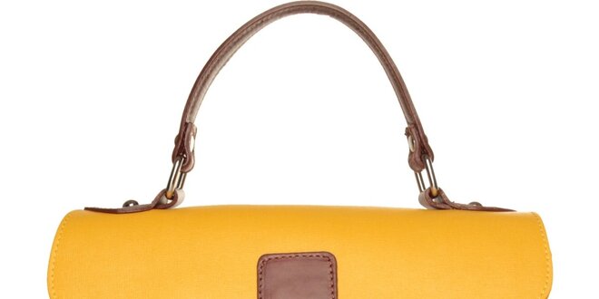 Dámska žltá kabelka Made in Italia s hnedými detailami