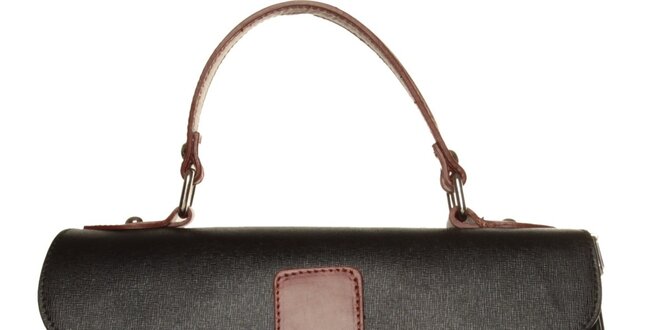 Dámska čierna kabelka Made in Italia s hnedými detailami