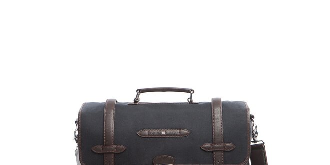 Čierno-hnedá luxusná taška s koženými prvkami Tommy Hilfiger