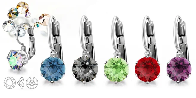 Oceľové náušnice s kryštálmi Swarovski Round Chatons