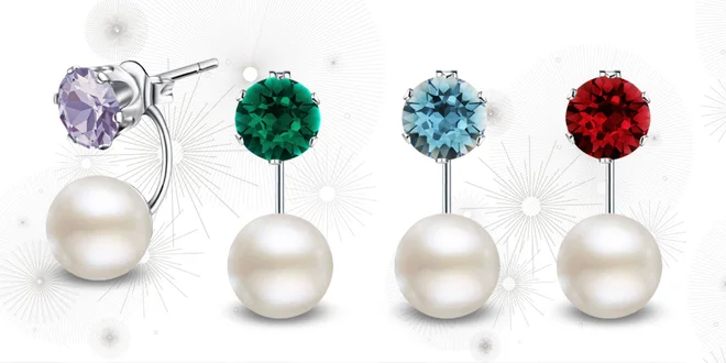 Oceľové náušnice s perlou a kryštálmi Swarovski