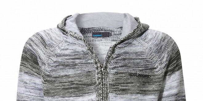 Pánsky šedý prúžkovaný sveter Fundango s kapucou