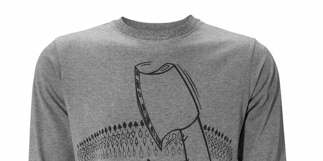 Pánske svetlo šedé melírované tričko Fundango s potlačou