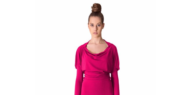 Dámske čerešňovo-ružové šaty s riasenými rukávmi Yuliya Babich