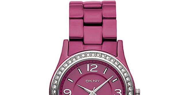 Dámske ružové hodinky DKNY s kamienkami