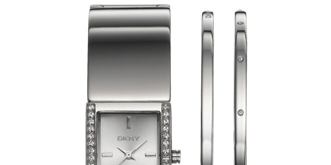 Sada dámskych oceľových hodinek DKNY a náušníc
