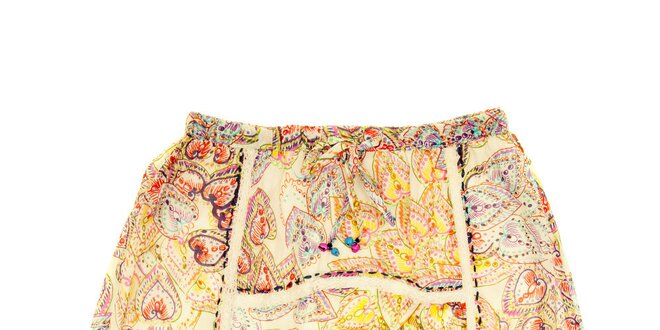 Detská béžová sukňa s vzormi a prešívaním Peace&Love