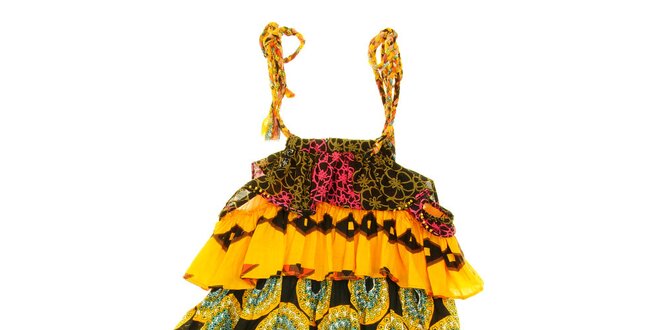 Detské žlto-oranžové etno šaty Peace&Love