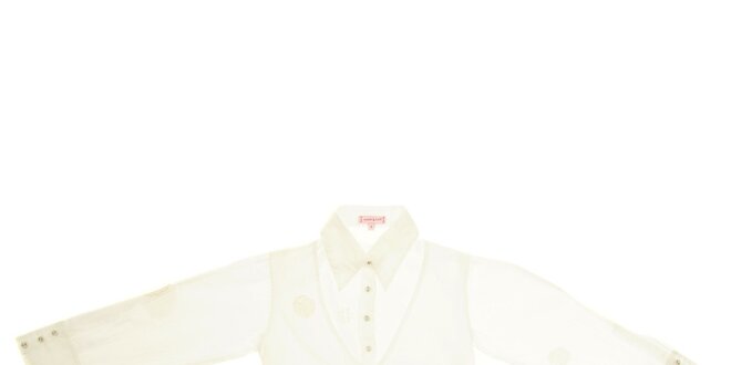 Detská krémová košeľa s bielou výšivkou Peace&Love