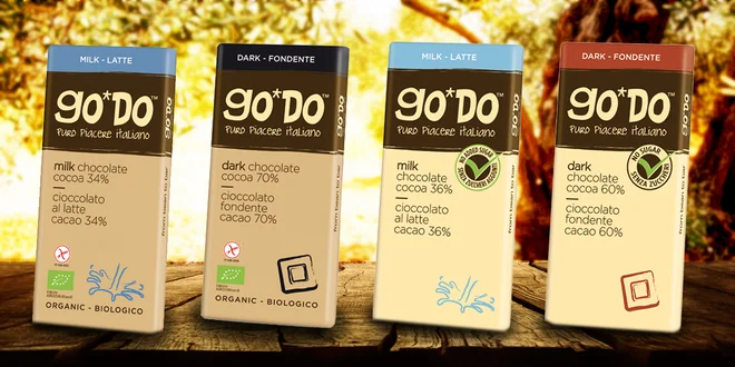 GO*DO talianske organické bio čokolády bez cukru a lepku