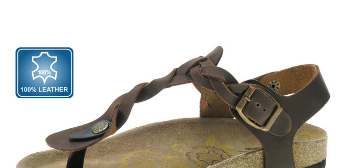 Dámske hnedé kožené sandále Beppi