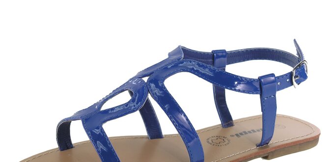 Dámske královsky modré lakované sandálky s béžovou podrážkou Beppi
